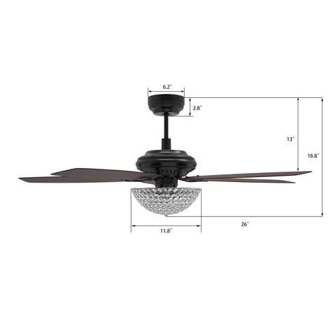 Henderson 52 inch Crystal Ceiling Fan with Modern Design