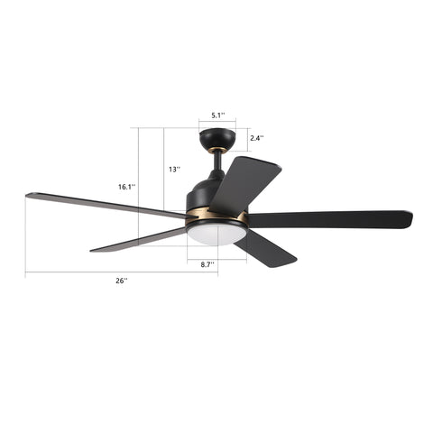 Soran 52 inch Wifi Ceiling Fan, Drop-mount Or Hugger-mount Installation