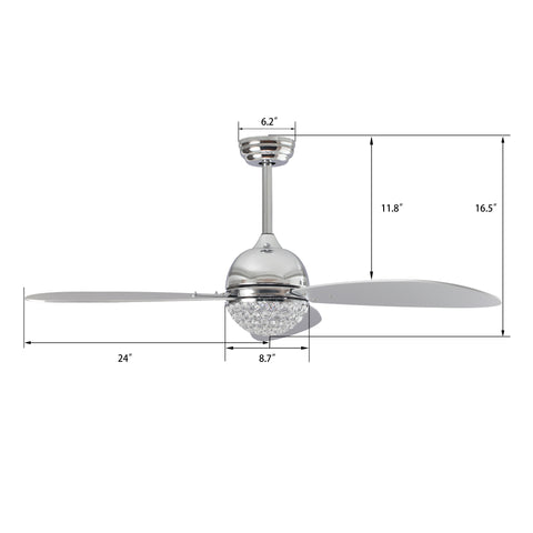 Corvin 48 inch Crystal Alexa Fan with Remote, Google Assistant