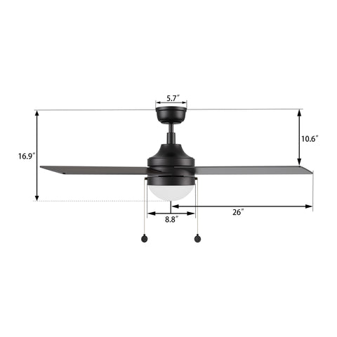 Carro smafan Sunalia DC motor ceiling fan with light 52 inch pull chain dimension