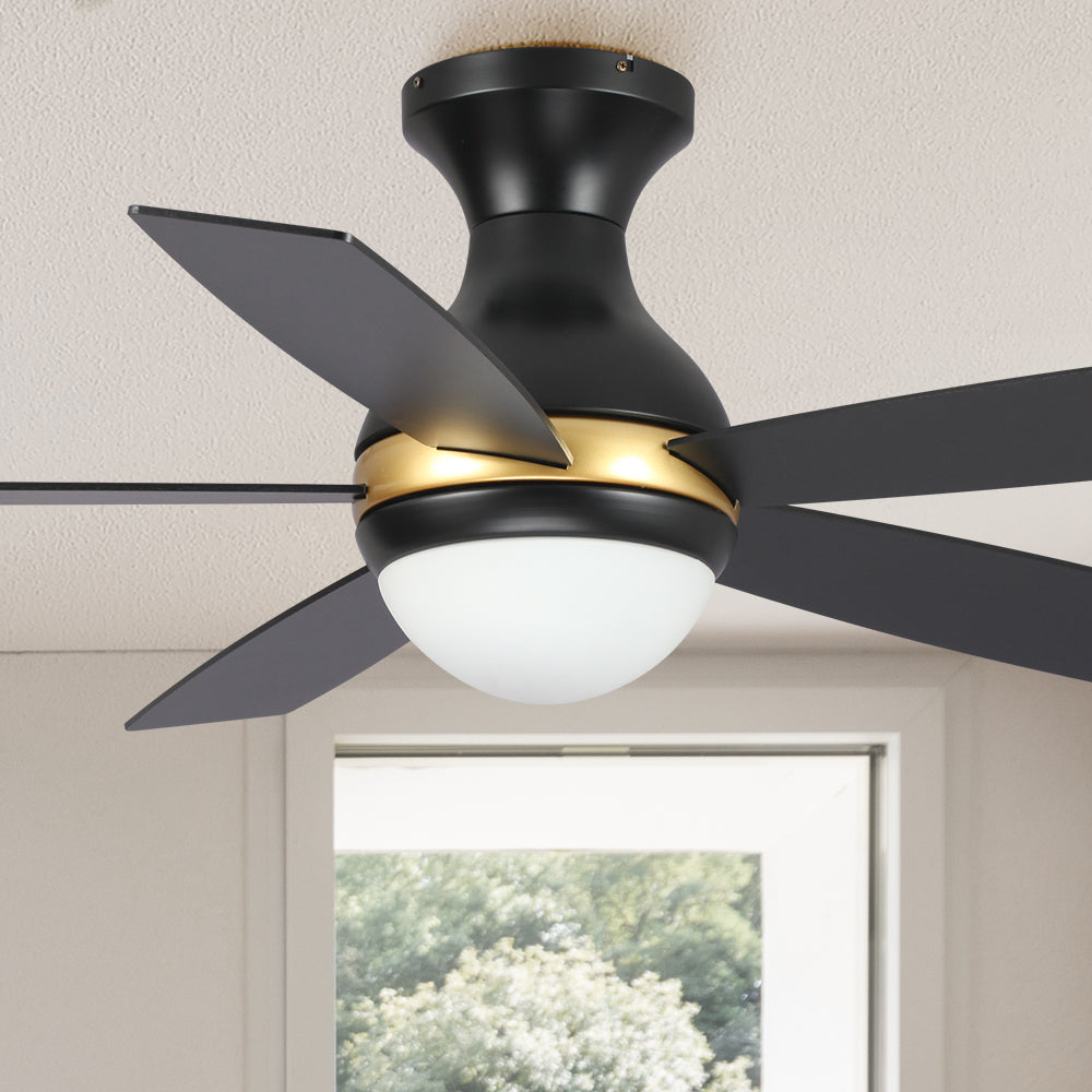 Topeka Low Profile Smart Ceiling Fan with LED Light and Remote 52 inch