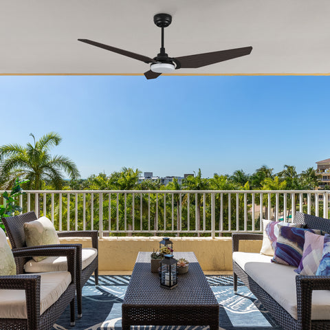 Trailblazer Outdoor Smart Ceiling Fan with LED Light and Remote 56 inch in patio.