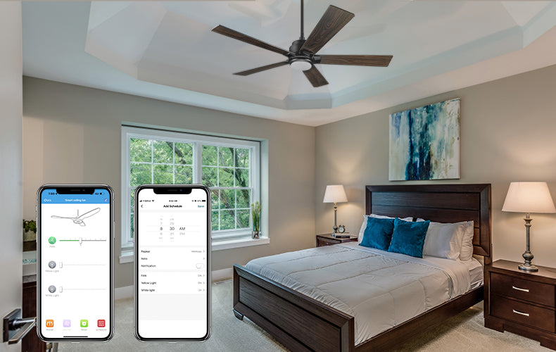 bedroom smart ceiling fan with light