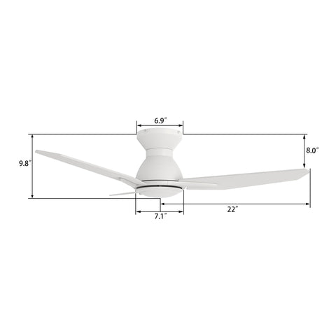44-inch ceiling fan with remote dimension image