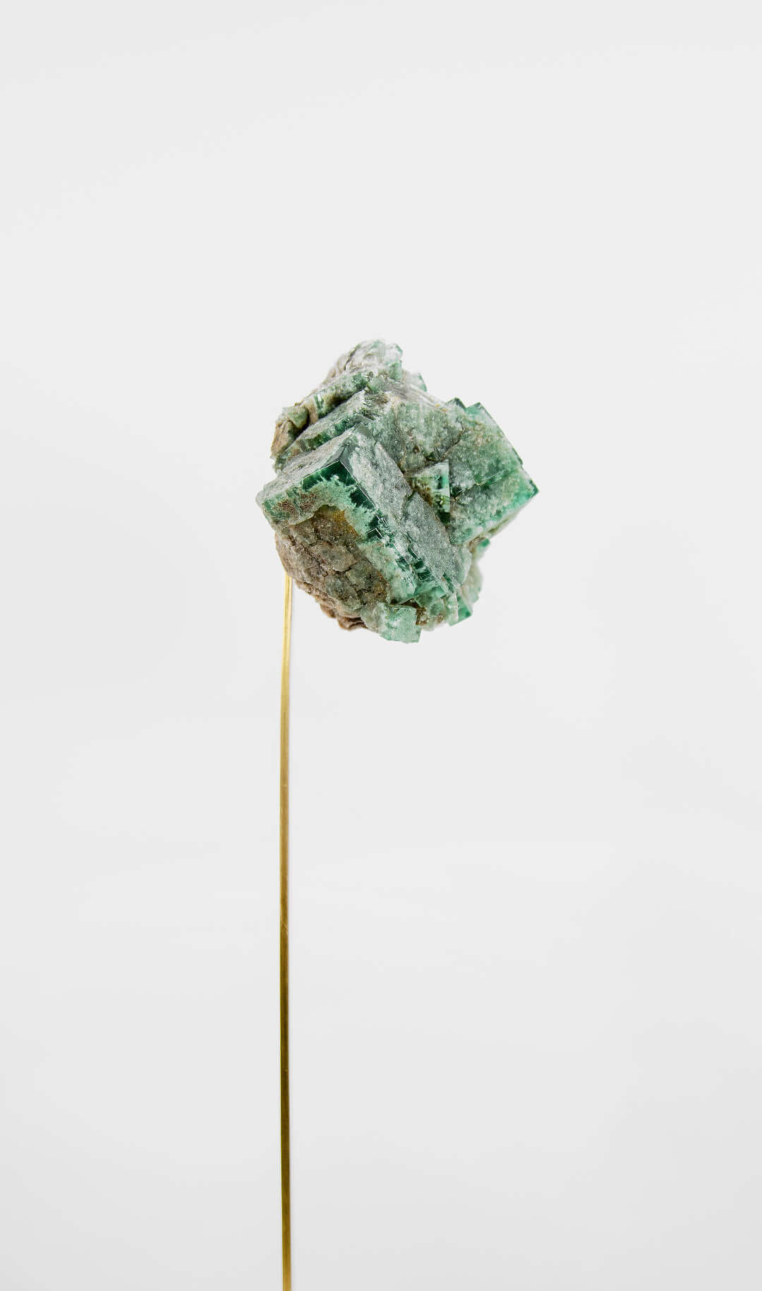 A beautiful Green British Fluorite on Brass Stand Series