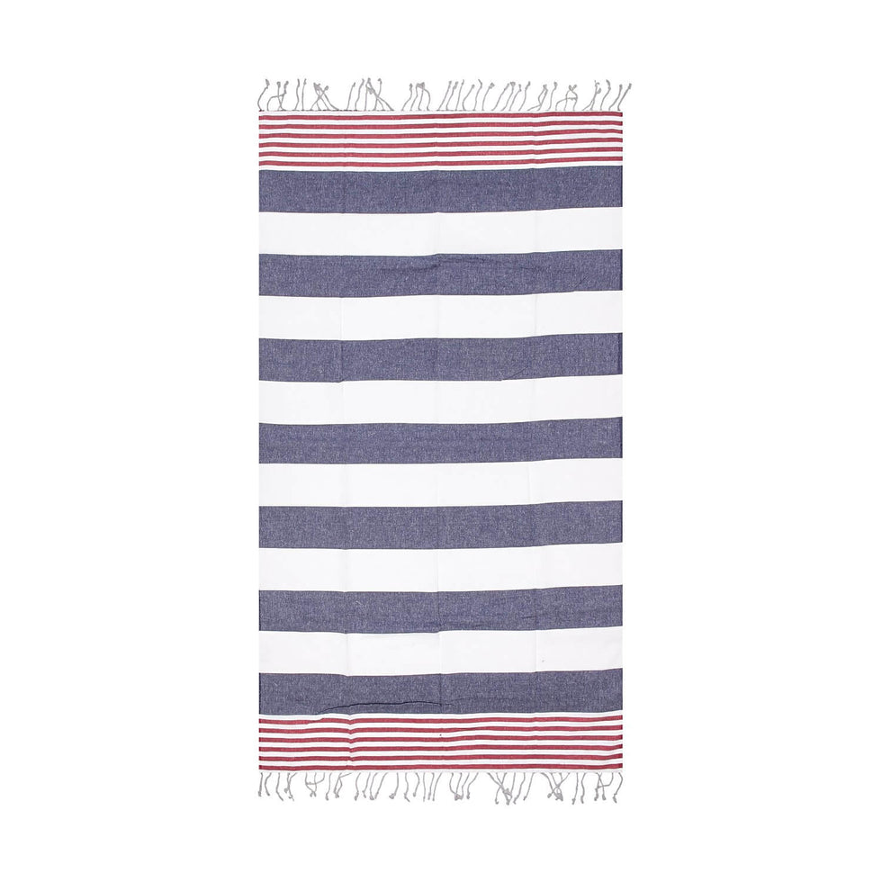 Striped 100% Cotton Beach Towel - Navy Blue – Hencely