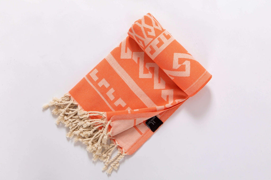 Orange Aztec Beach towel by Hencely
