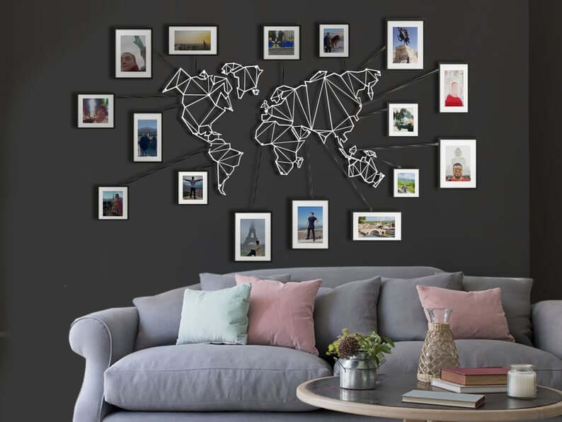White World Map Wall Wall Hanging Set | Hencely Home Decor