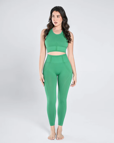 Seamless Bra & High-Waist Legging Set - Lettuce