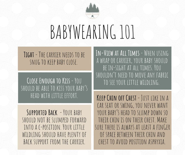 The safe babywearing tips listed out.