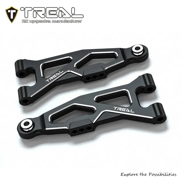TREAL Aluminum 7075 CNC Machined Front Lower Arms Set Suspension A-Arm Upgrades for Arrma 1/18 GRANITE GROM - BLACK