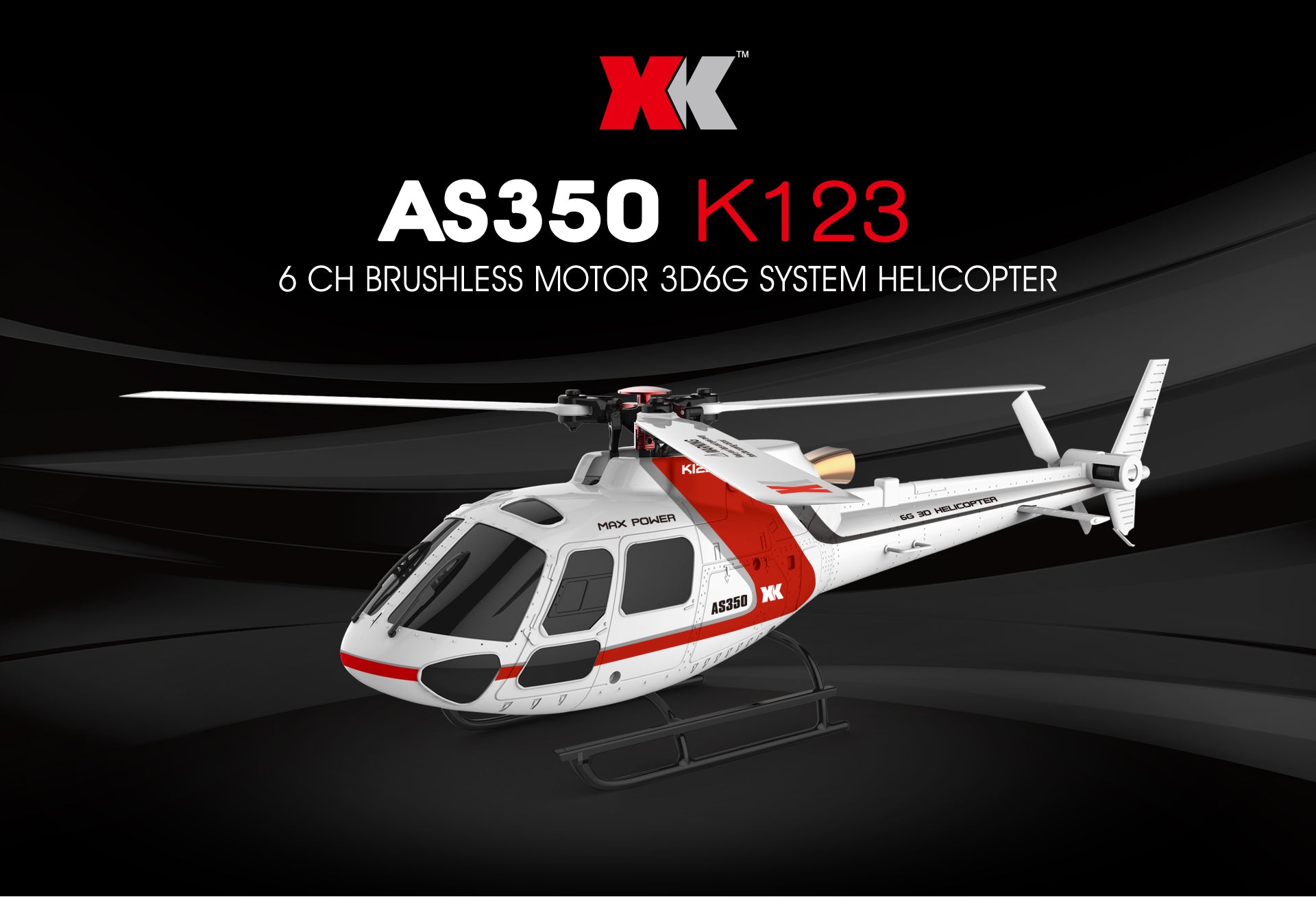 XK K123 6CH Brushless AS350 Scale RC Helicopter RTF Mode 2