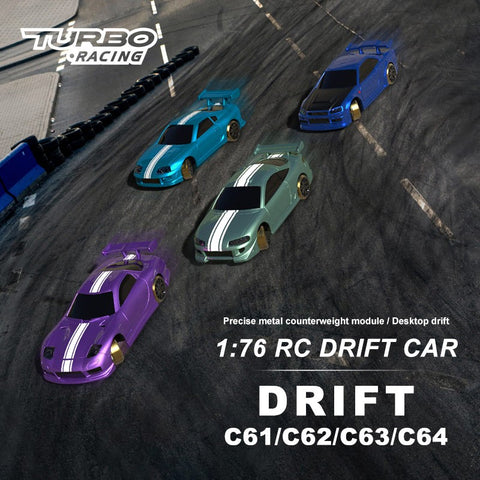 Turbo Racing 1/76 Super Drift Car RTR Blue Version w/ Gyro C64-B