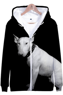 3D Graphic Hoodies  Zipper Animals Dogs Dogo Argentino