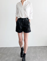 VEGAN LEATHER ROLLED SHORTS