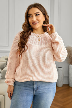 Spliced Lace Rib-Knit Sweater