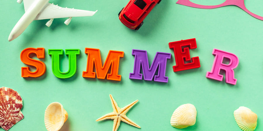 The word summer with vacation icons surrounding it. | Pakapalooza