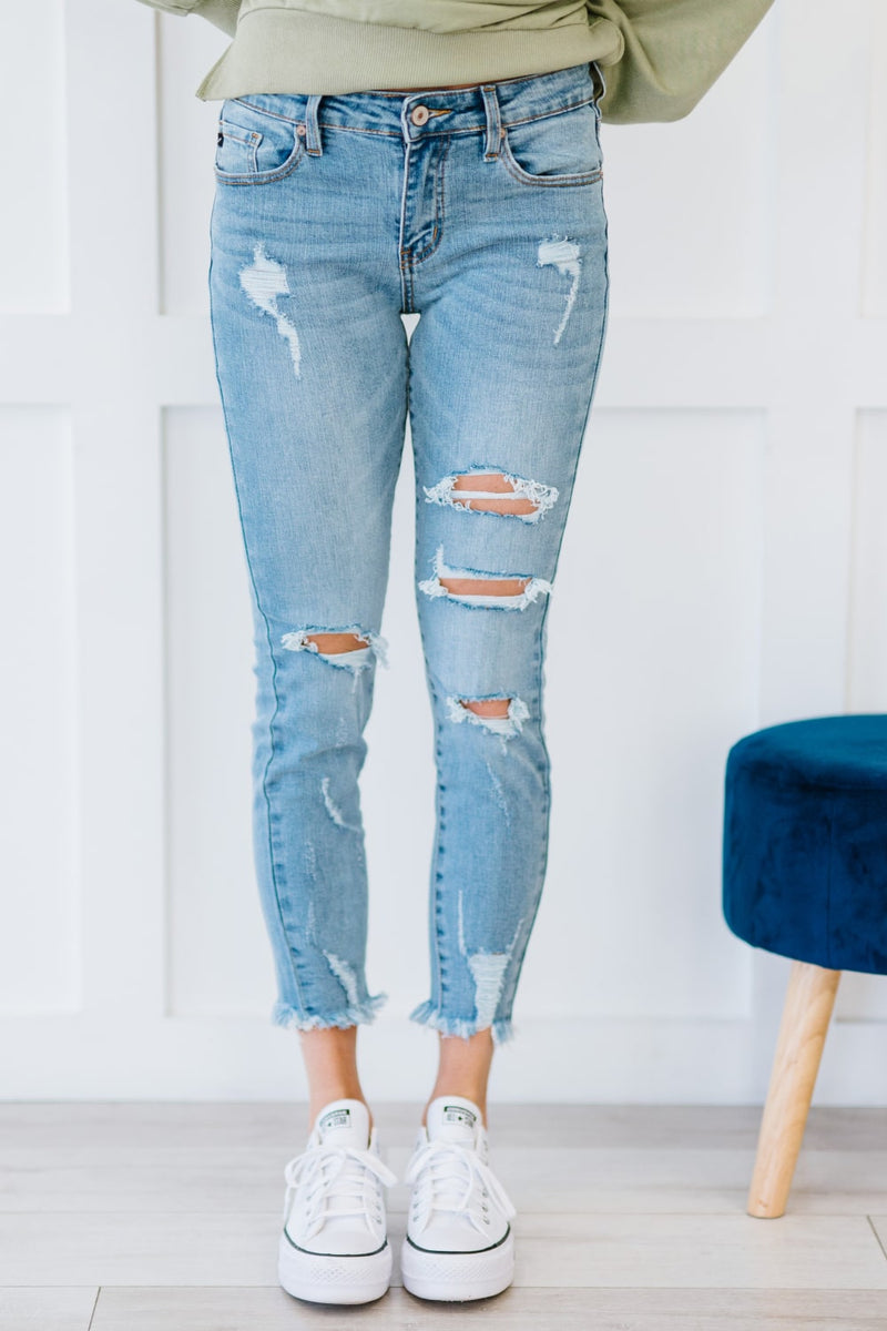 KanCan Here For Each Other Distressed Cropped Skinny Jeans - Full Size Run