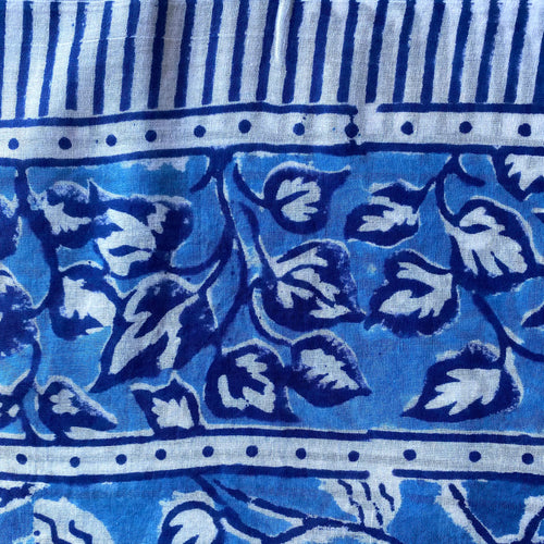 Blue Vine Blockprint Pareo Sarong