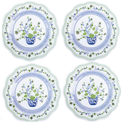 Blooming Flower Melamine Dinner Plates (Set of 4)