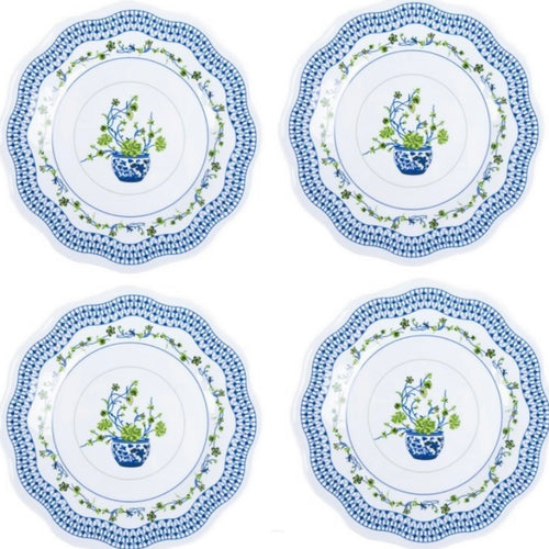 Green/Blue Melamine Salad Plates (Set of 4)