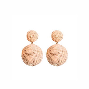 Raffia Pom Pom Earrings