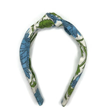 Load image into Gallery viewer, Blue Dahlia Blockprint Topknot Headband