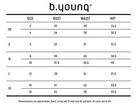 Size guide B Young – Love it Ladies Fashions