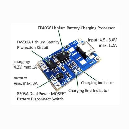 TP4056 (Micro USB with Current Protection) 1A Li-ion Battery Charging