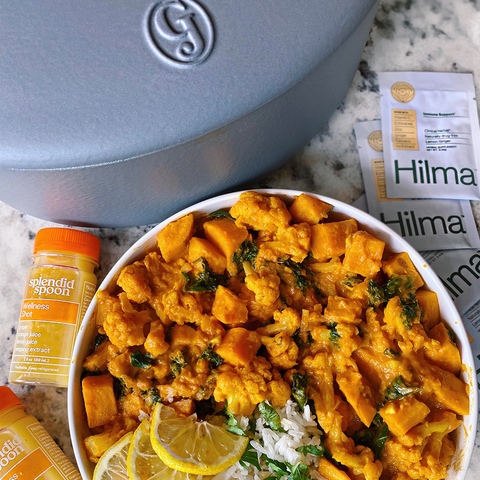 An image of Sweet Potato, Kale, Cauliflower Curry