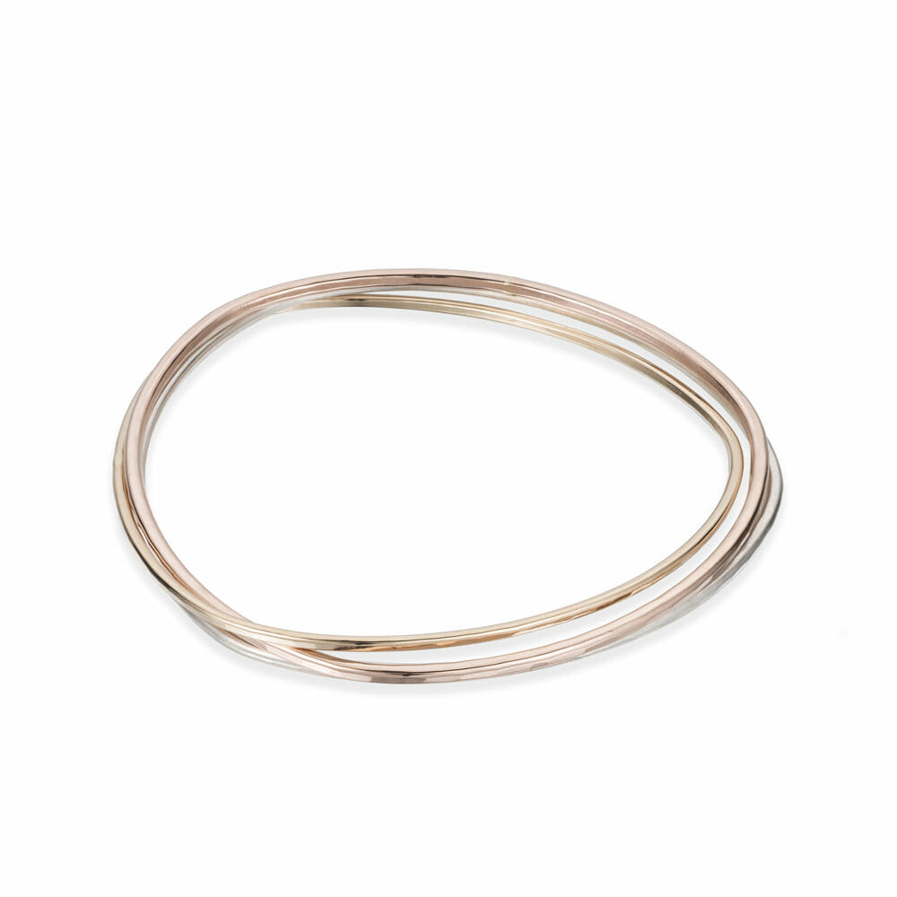 silver and gold bangle bracelet