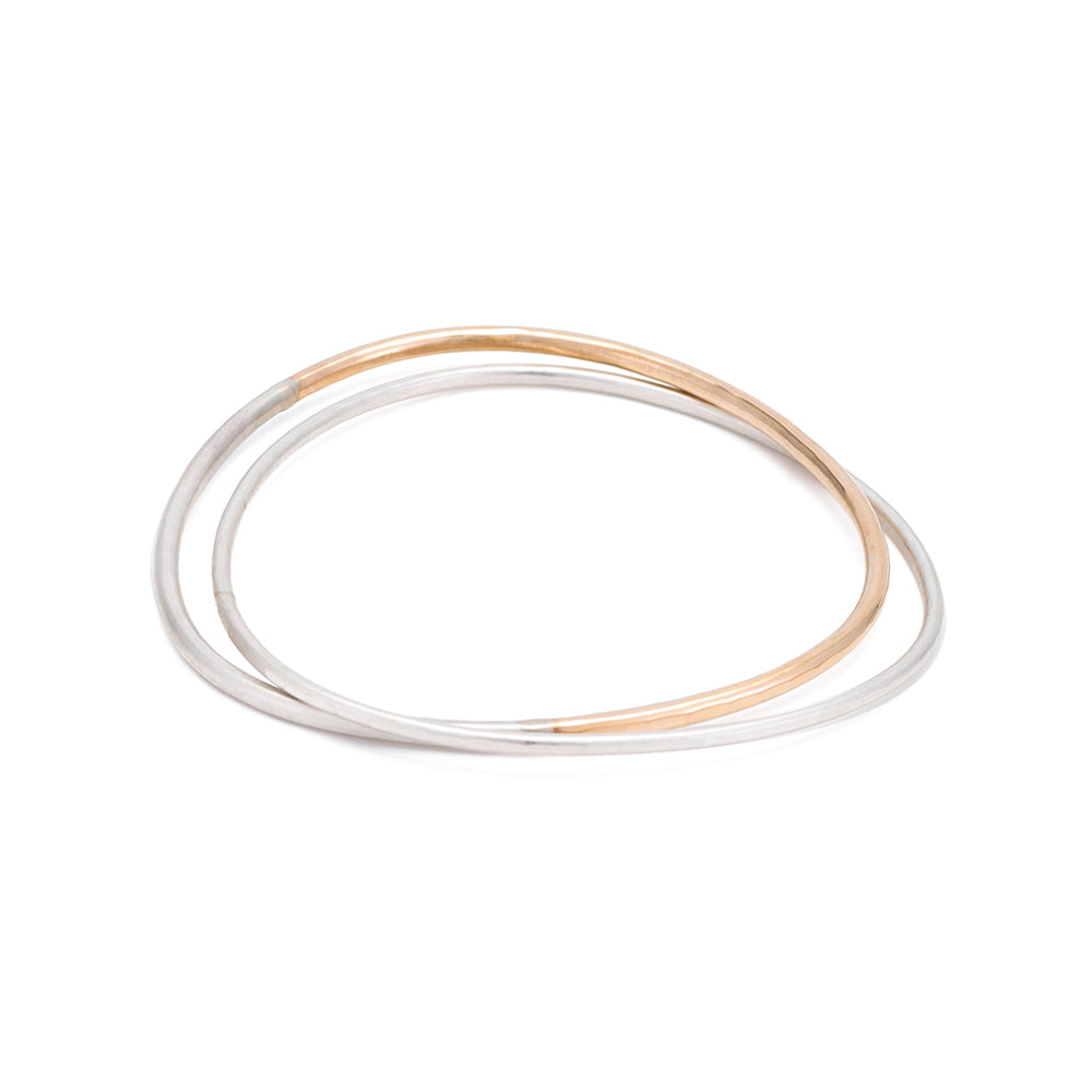 Thin Gold/rose Gold Loop Bangle/ Silver and Gold Bangle/ 