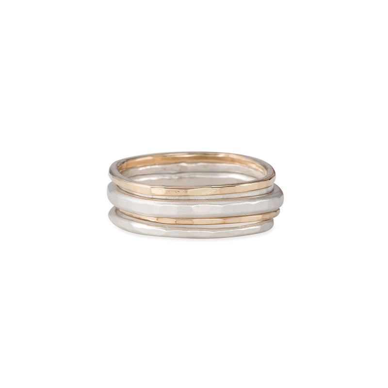 5-Stack Short Round Silver & Gold Ring Set - Colleen Mauer Designs