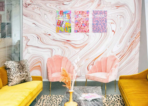 Our amazing creative team went HAM, picking out glam furniture, funky decor, and bold wallpaper to revamp a few of the spaces.