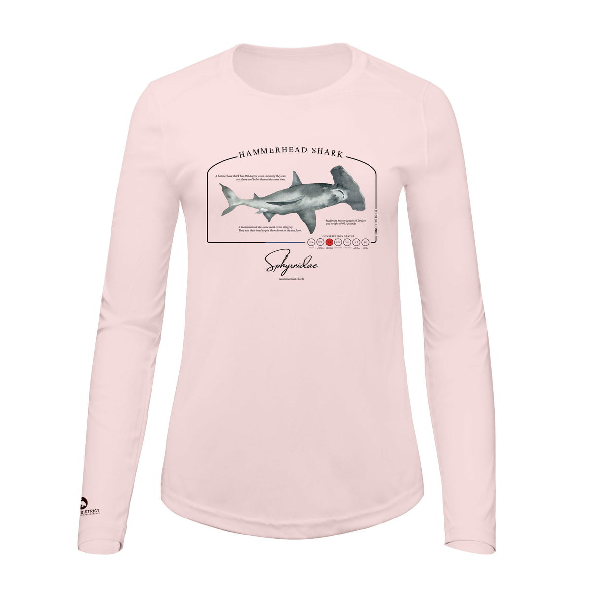 Hammerhead Shark Conservation Status Shirt  Mens Recycled Solar Perfo –  Conch District