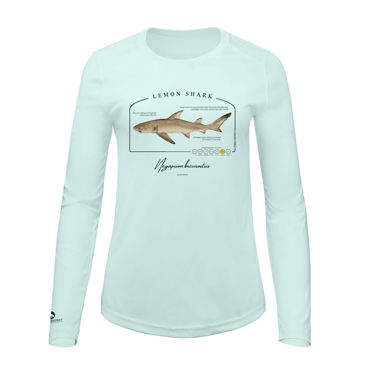 Lemon Shark Conservation Status Shirt  Mens Recycled Solar Performanc –  Conch District