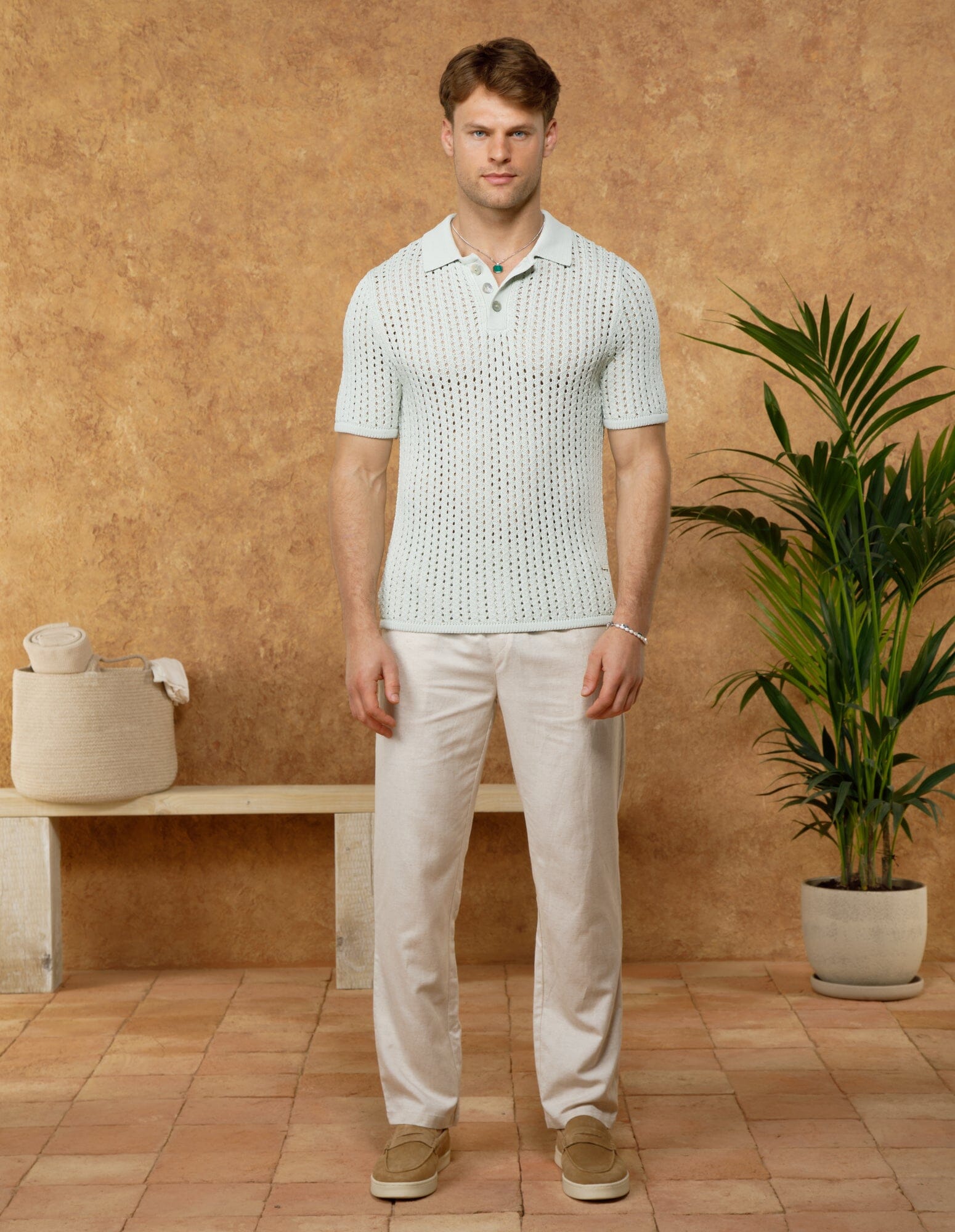 Image of Sage Crochet Polo