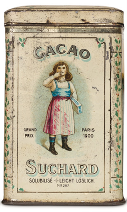 Cacao tin can made by Suchard sometime in the early 1900s.