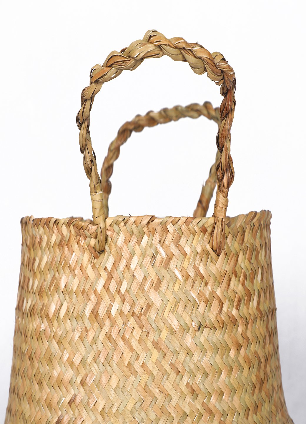 Pollination Natural Plush Woven Seagrass Black Tote Belly Seagrass Woven Basket  (Small, Pack of 1) - Artificial Flowers & Plants - PolliNation