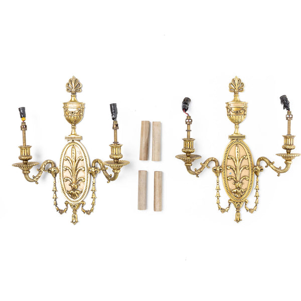 Pair of Brass Altar Candlesticks with Decorative Bases