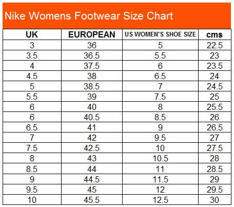 nike european sizes