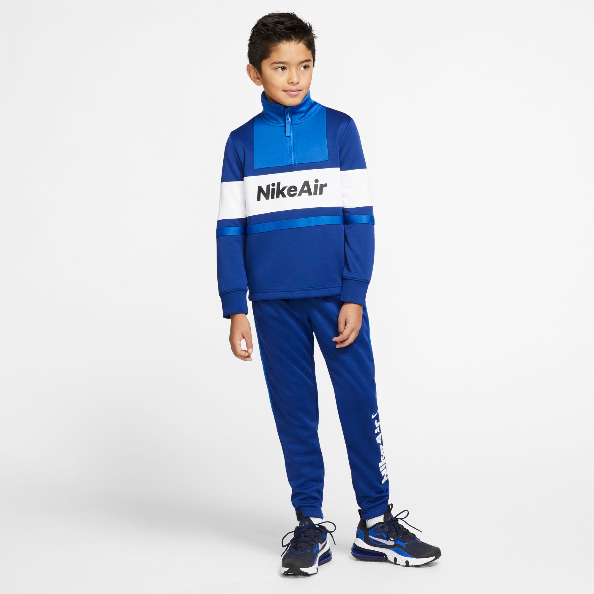 nike tracksuit blue and white