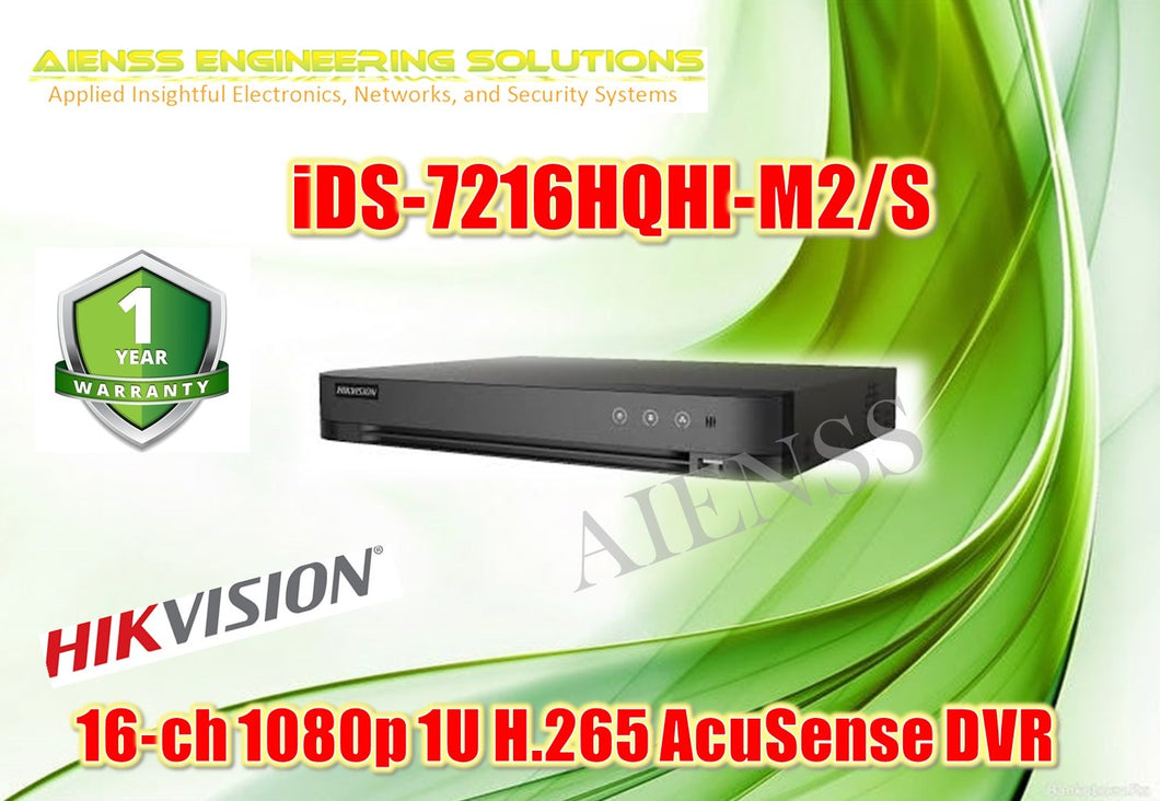 Ids 7216hqhi M2 S 16 Ch 1080p 1u H 265 Acusense Dvr Hikvision Aienss Engineering Solutions