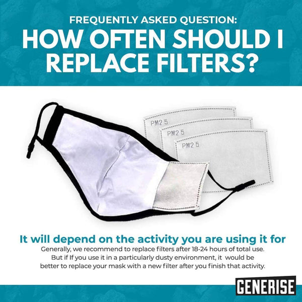Generise Black Face Mask with Filter Pocket and Filters - Reusable & Adjustable 3