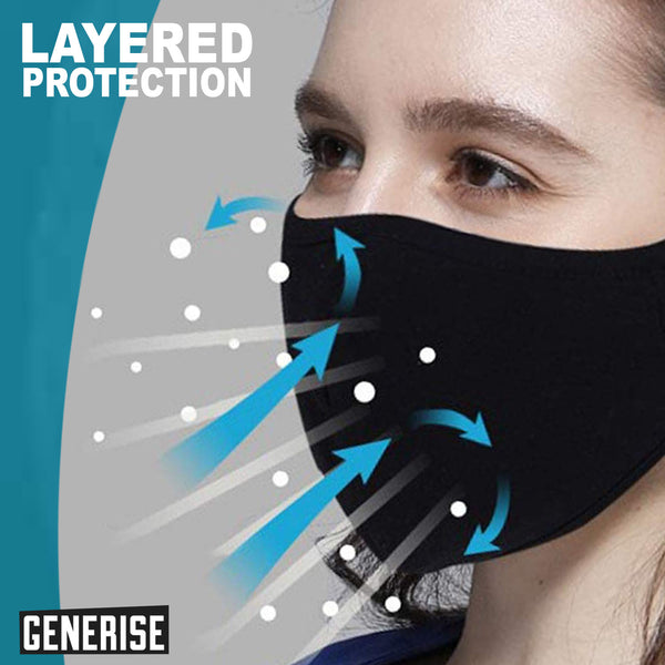 Generise Black Face Mask with Filter Pocket and Filters - Reusable & Adjustable 5