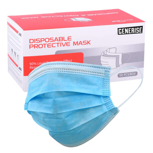 Generise 3 Ply Disposable Protective Face Mask - Blue 50pcs BOYU 0