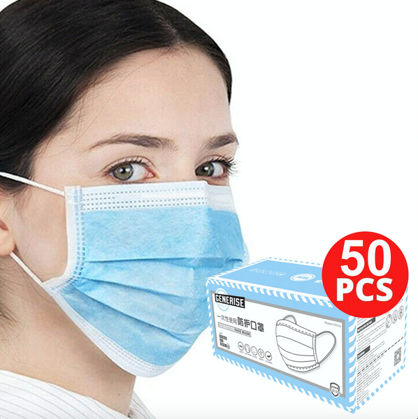 Generise 3 Ply Disposable Face Masks - Blue 50pcs WN 0
