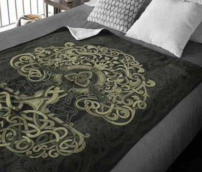 Cheap Vikings Ancient Tree of Life 3D Print Soft Throw Blanket