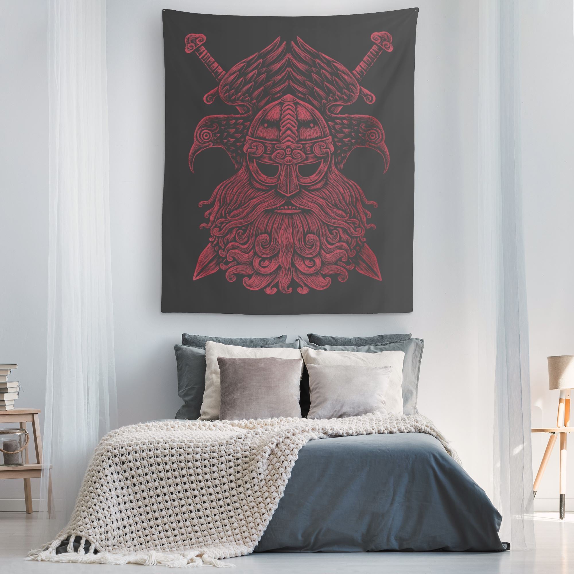 Odin Ravens Norse Knotwork Viking Tapestry – Blue Pagan