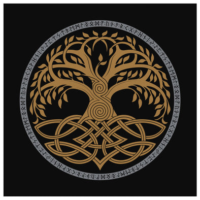 Yggdrasil Norse Pagan Knotwork Square Canvas Wall Art – Blue Pagan